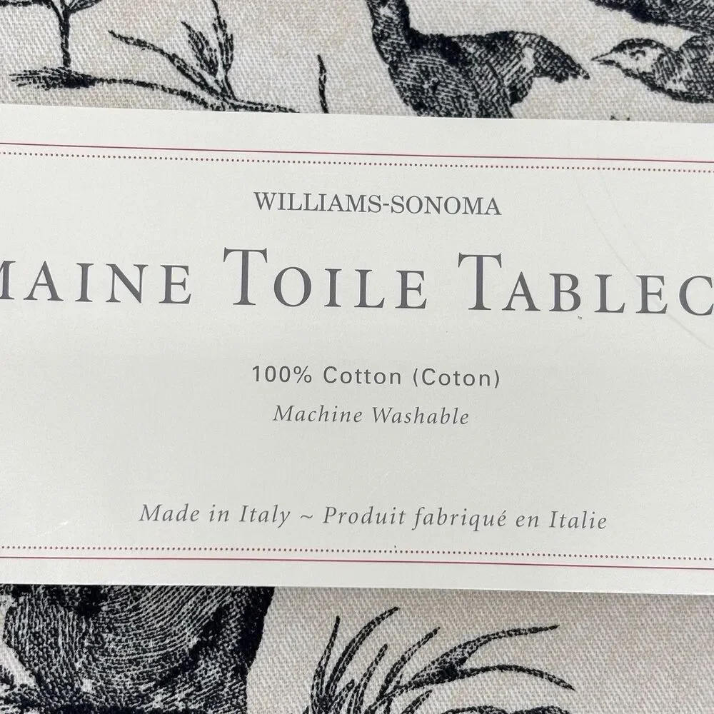 Williams-Sonoma Domaine Toile Tablecloth 68” x 70” Cream & Black NWT